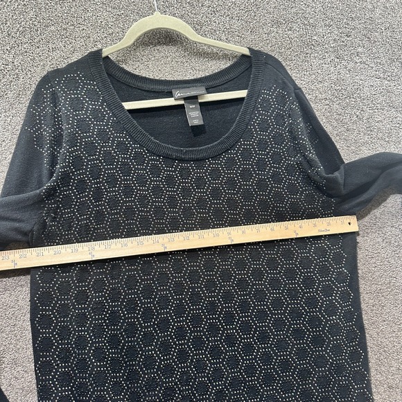 Lane Bryant Pullover‎ Sweater Women 18/20 Black Geometric Bedazzled Scoop Neck - Picture 9 of 12